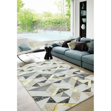Orion OR11 Flag Modern Geometric Distressed Textured Soft-Touch Metallic Shimmer Yellow/Grey/Gold/Taupe/Cream Rug-Asiatic Carpets-Rug Love - The Most Loved Rug Store